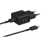 Samsung EP-T2510XBEGEU Φορτιστής Type-C με καλώδιο Type-C PD 3A 25W GaN (Μαύρο)