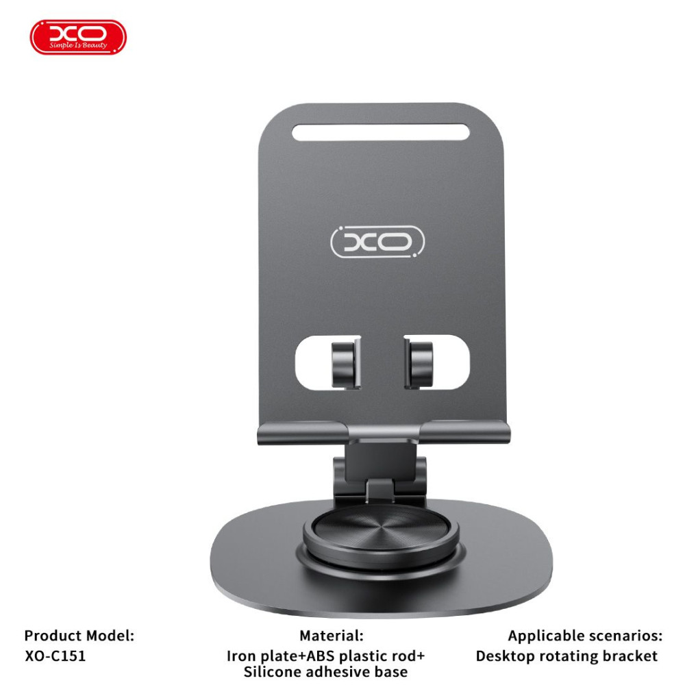 XO C151 Μεταλλική Επιτραπέζια Βάση Κινητού 360° Περιστρεφόμενη