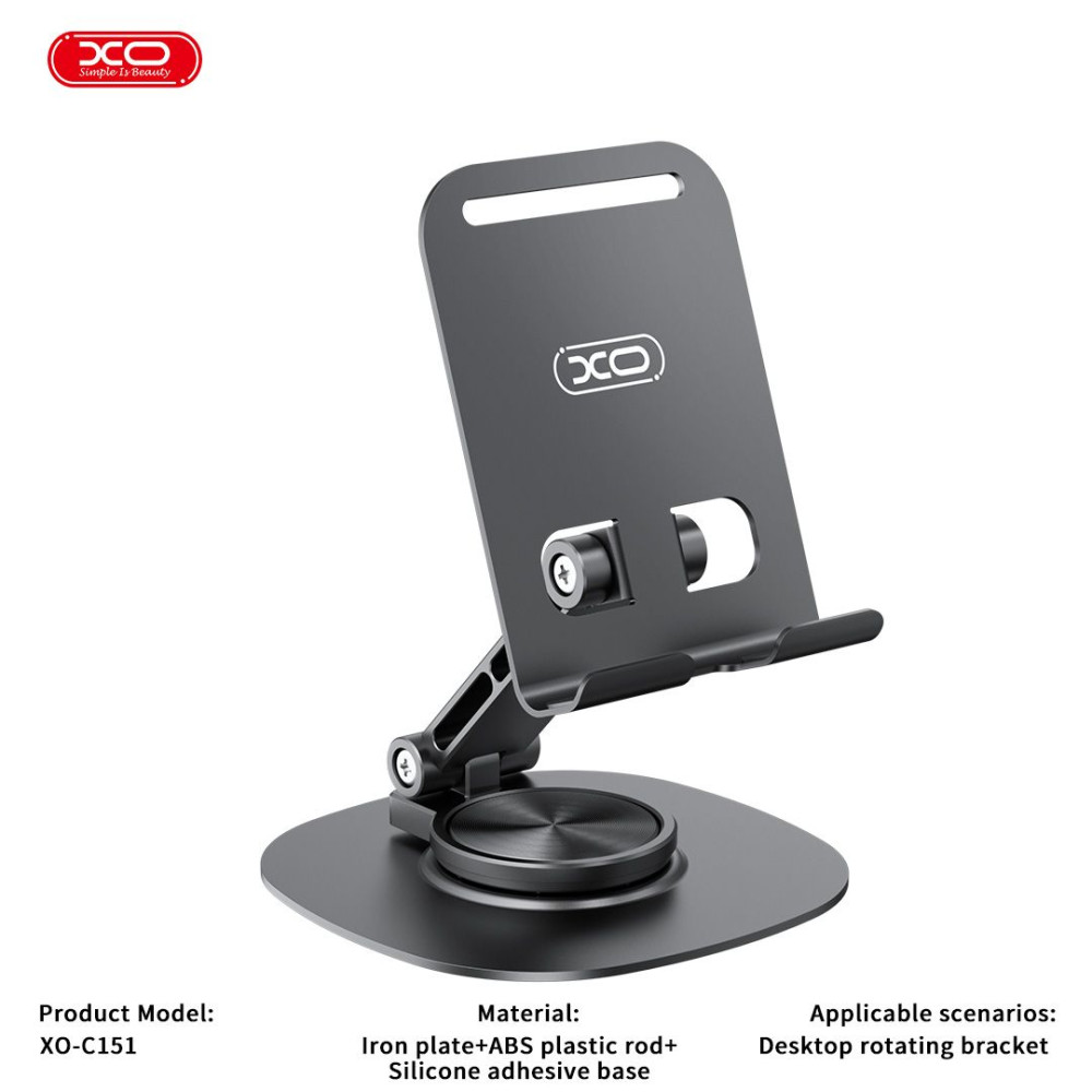 XO C151 Μεταλλική Επιτραπέζια Βάση Κινητού 360° Περιστρεφόμενη
