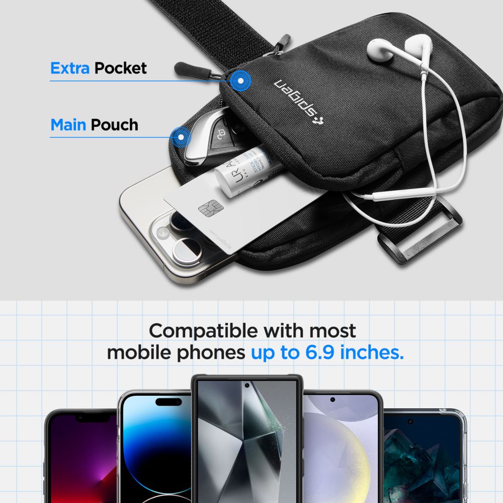 Spigen A702 Dynamic Shield θήκη μπράτσου για κινητά έως 6.9" (Μα΄υρο)