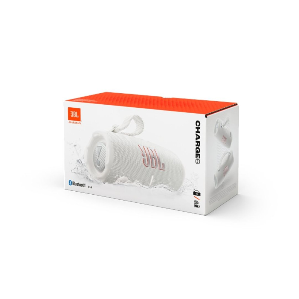 JBL Charge 6, Bluetooth Ηχείο, Αδιάβροχο IP67, Powerbank, Auracast, 40W (Λευκό)