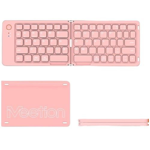 Meetion MT-BTK001 Πτυσσόμενο επαναφορτιζόμενο Πληκτρολόγιο (Ροζ)