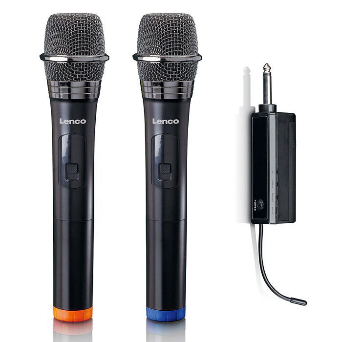Lenco MCW-020BK  Σετ 2 ασύρματων μικροφώνων με δέκτη 6.3 mm