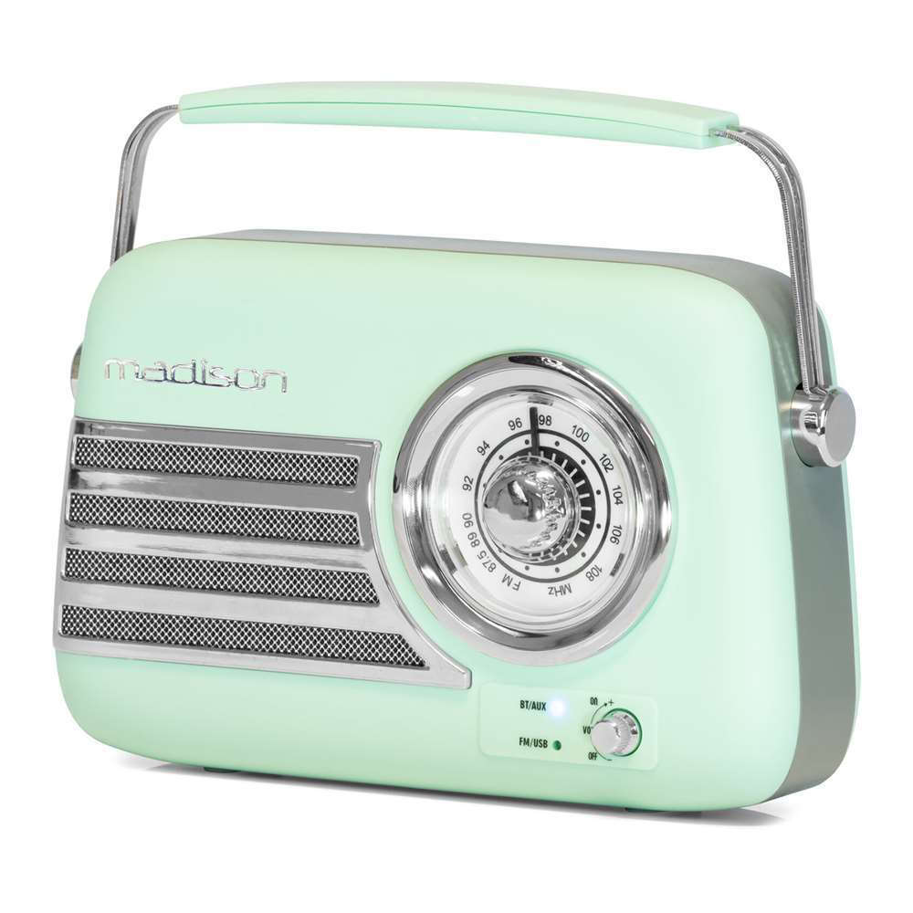 Φορητό ραδιόφωνο Retro με Bluetooth, USB & FM 30W - Madison Freesound VR40 (Πράσινο Ματ)