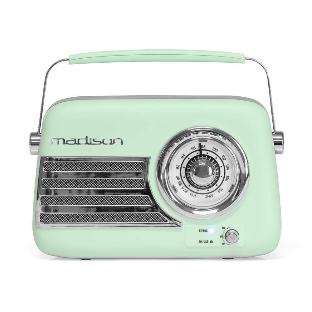 Φορητό ραδιόφωνο Retro με Bluetooth, USB & FM 30W - Madison Freesound VR40 (Πράσινο Ματ)