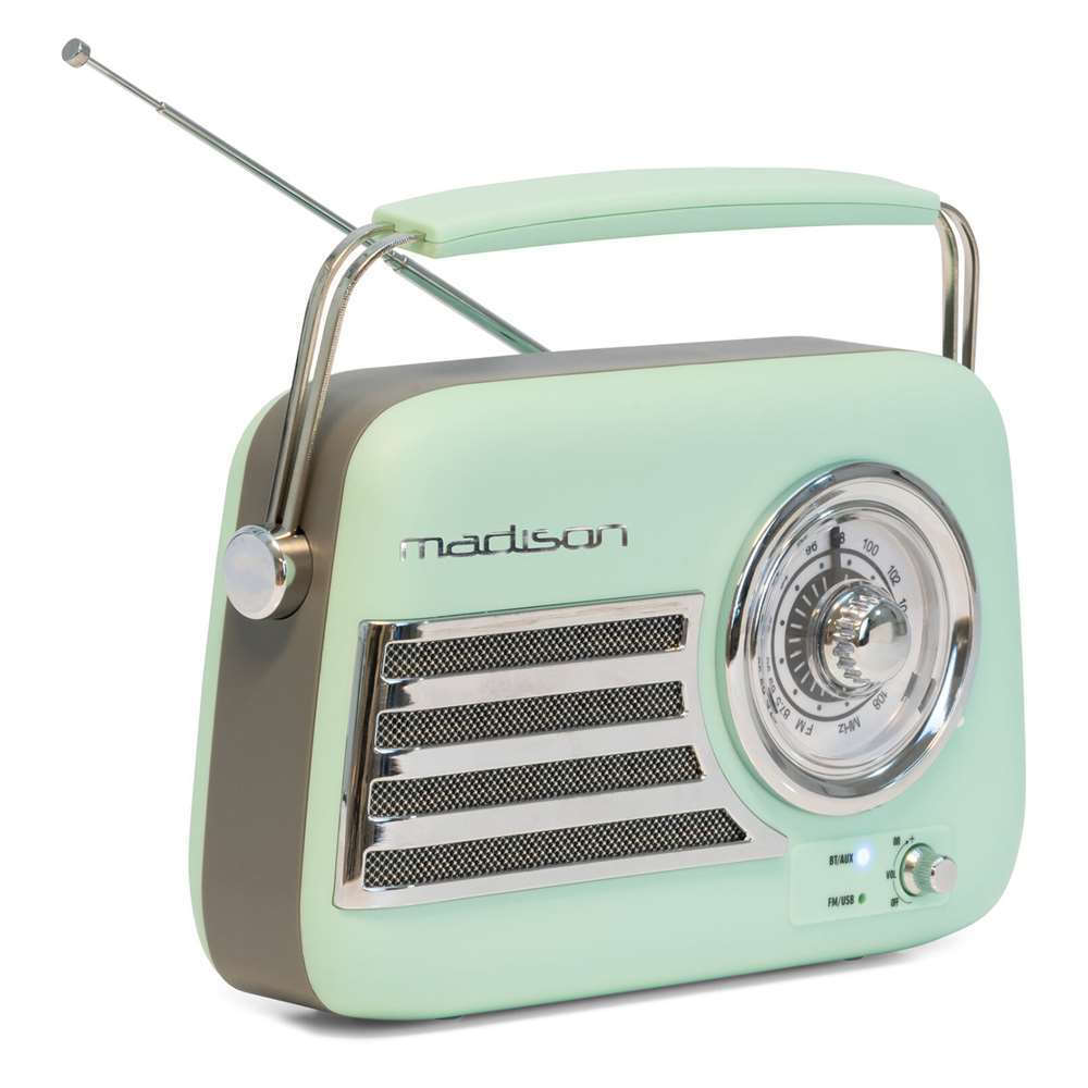 Φορητό ραδιόφωνο Retro με Bluetooth, USB & FM 30W - Madison Freesound VR40 (Πράσινο Ματ)