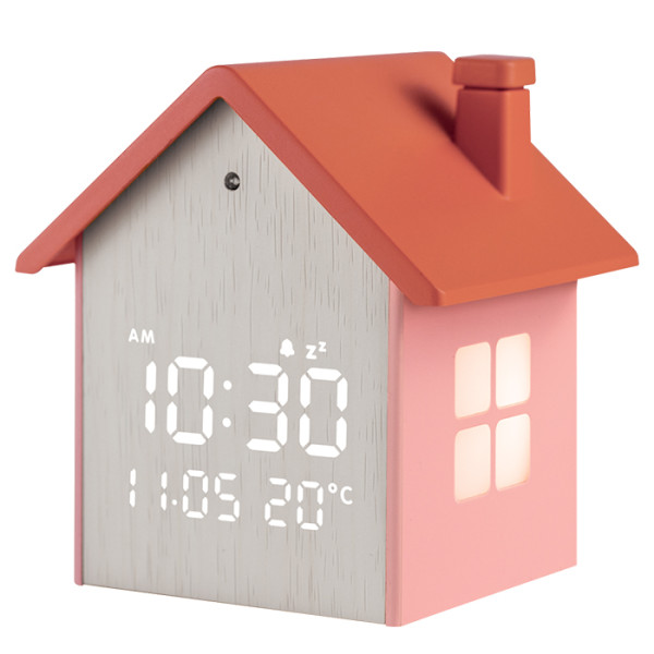 Life Tiny House Ψηφιακό Ρολόι Ξυπνητήρι με οθόνη LED και φωτάκι νυκτός (Peach)
