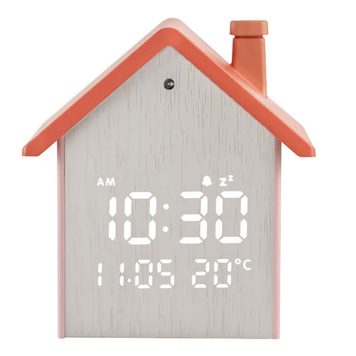 Life Tiny House Ψηφιακό Ρολόι Ξυπνητήρι με οθόνη LED και φωτάκι νυκτός (Peach)