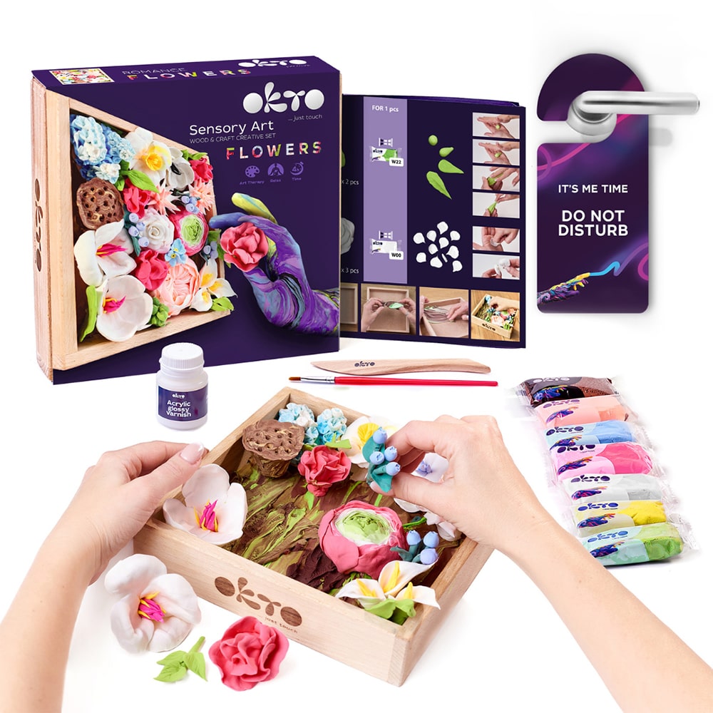 DIY Δημιουργικό Σετ Κατασκευής με Πηλό Wood & Craft Flowers Romance