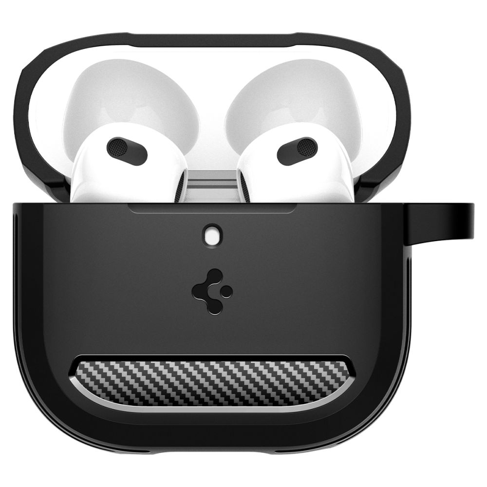 Spigen Rugged Armor Θήκη Σιλικόνης με Γάντζο για Apple AirPods 4 (Matte Black)
