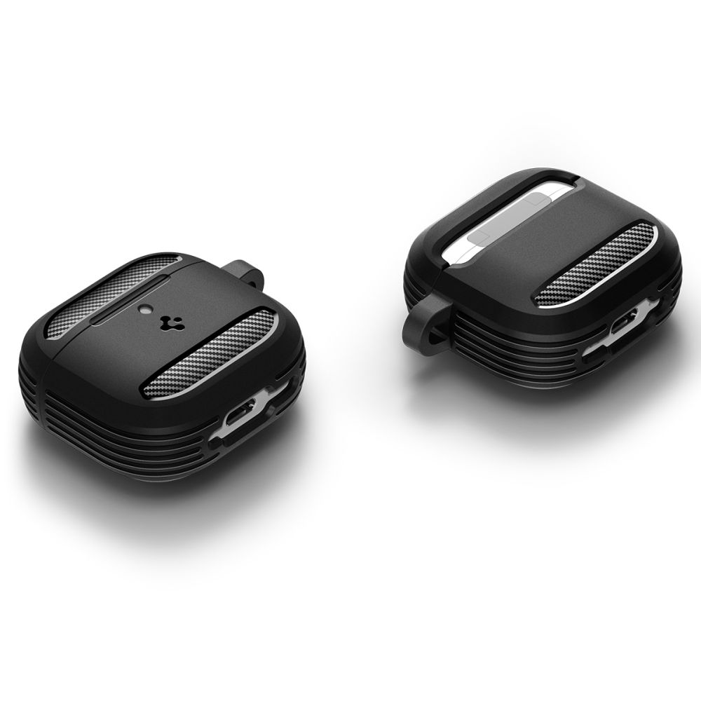 Spigen Rugged Armor Θήκη Σιλικόνης με Γάντζο για Apple AirPods 4 (Matte Black)