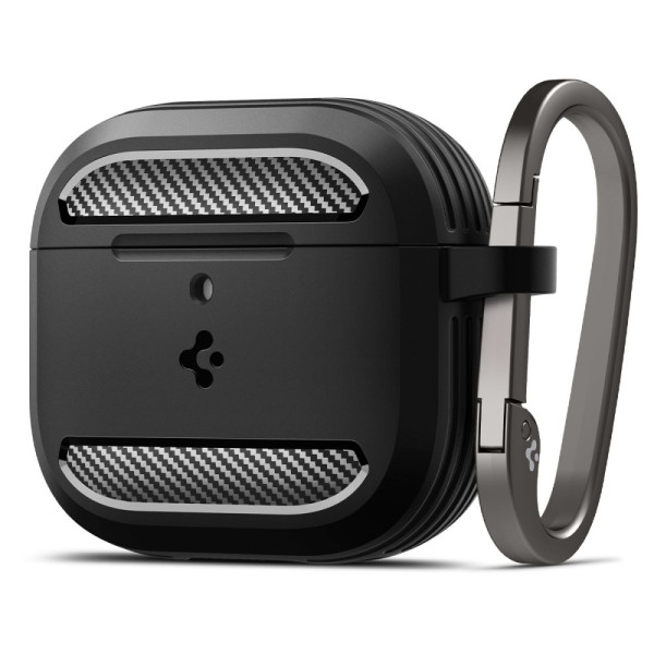 Spigen Rugged Armor Θήκη Σιλικόνης με Γάντζο για Apple AirPods 4 (Matte Black)