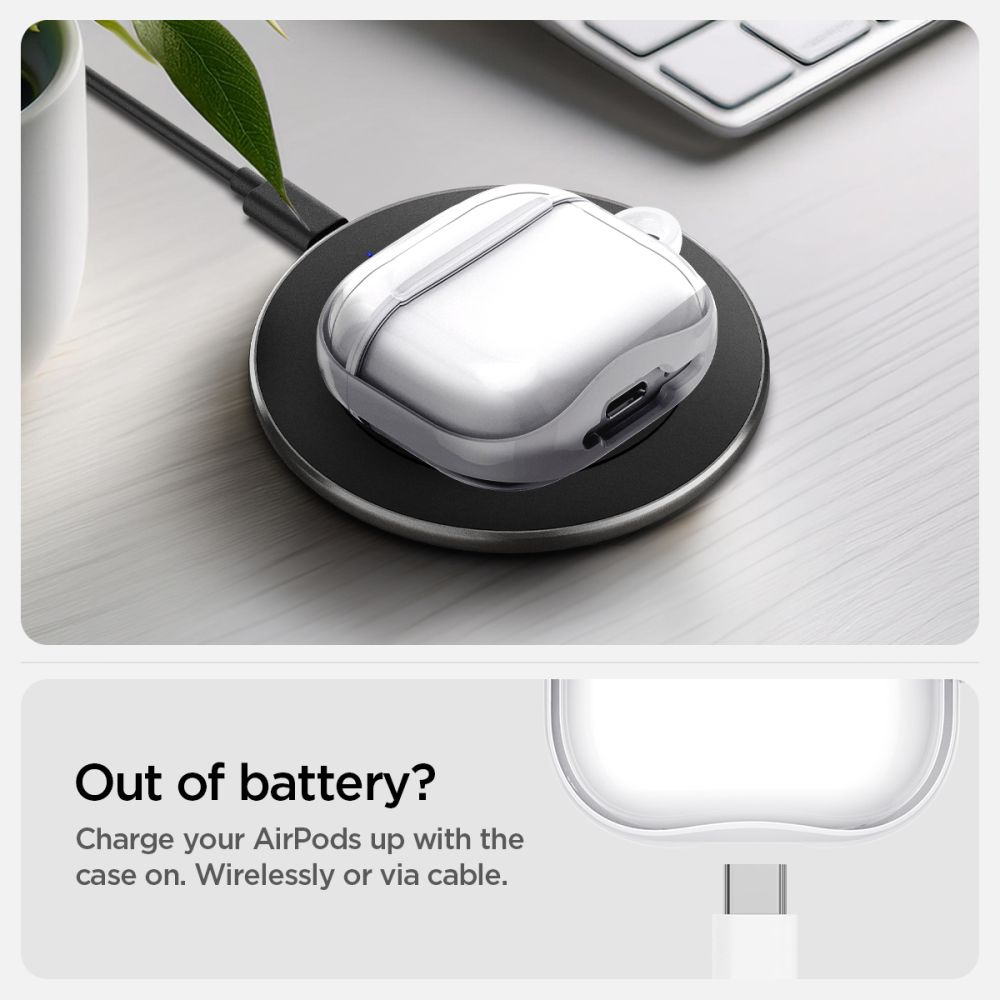 Spigen Ultra Hybrid Θήκη με Γάντζο για Apple AirPods 4 (Jet White)