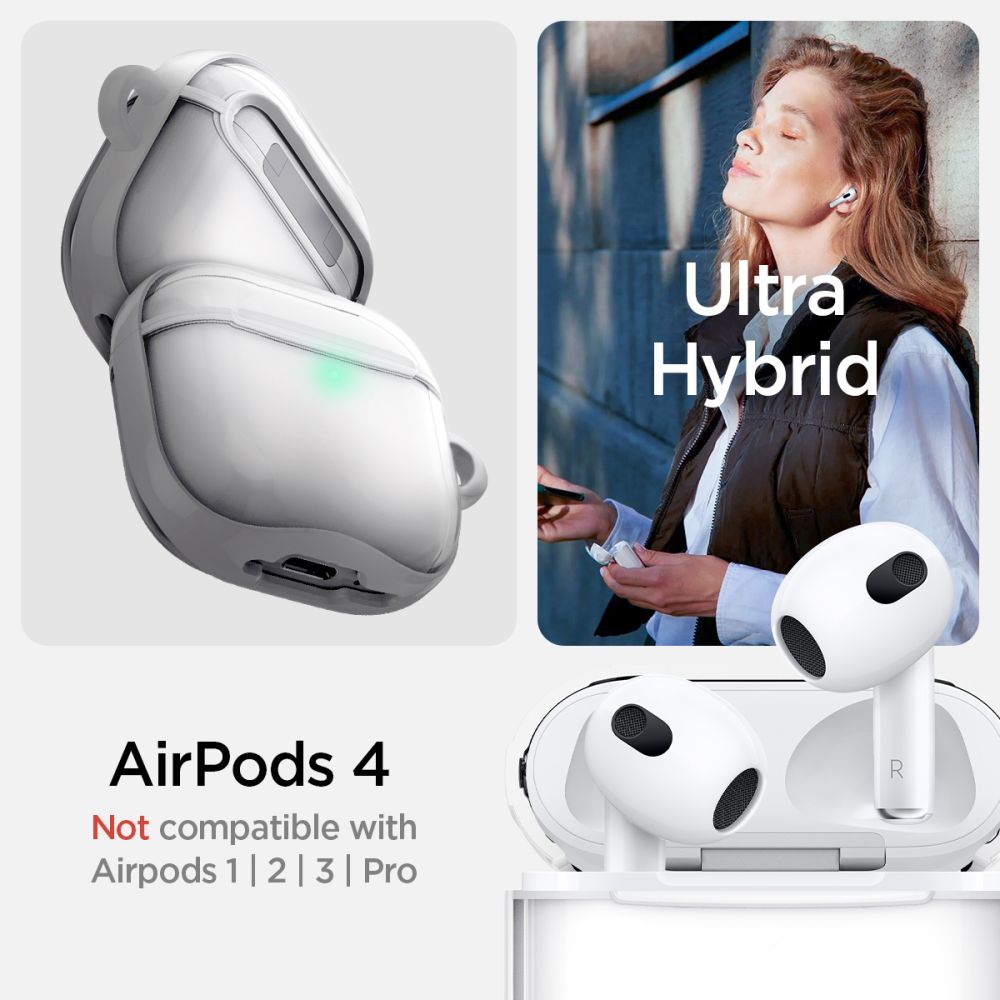 Spigen Ultra Hybrid Θήκη με Γάντζο για Apple AirPods 4 (Jet White)