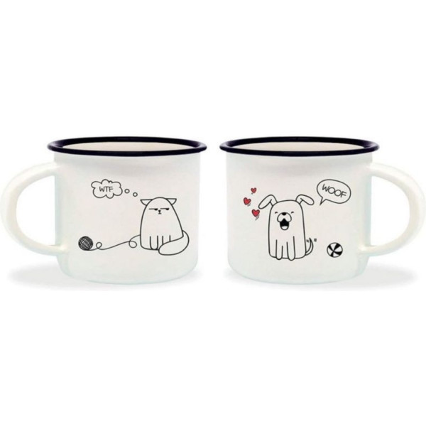Legami MM0009 Κούπα Πορσελάνης - Espresso For Two "Cat / Dog" 50ml 