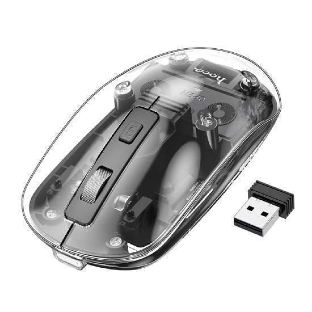 Hoco GM29 Mysterious Dual-Mode Silent Ασύρματο Ποντίκι 2,4G BT 1600 dpi (Dark Night Black)