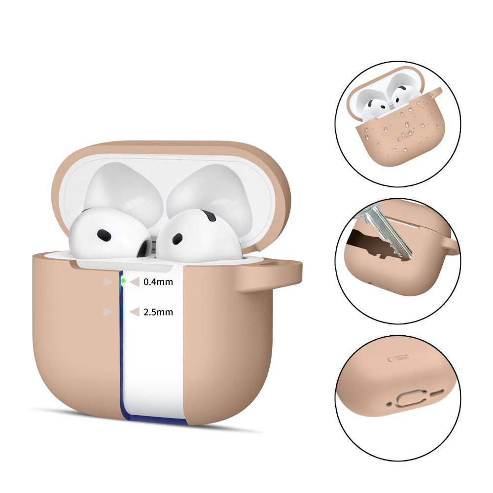 Tech-Protect Silicone Hook Θήκη για Apple AirPods 4 (Caffe Latte)