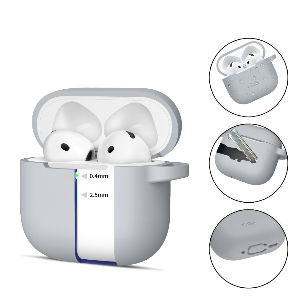 Tech-Protect Silicone Hook Θήκη για Apple AirPods 4 (Grey)