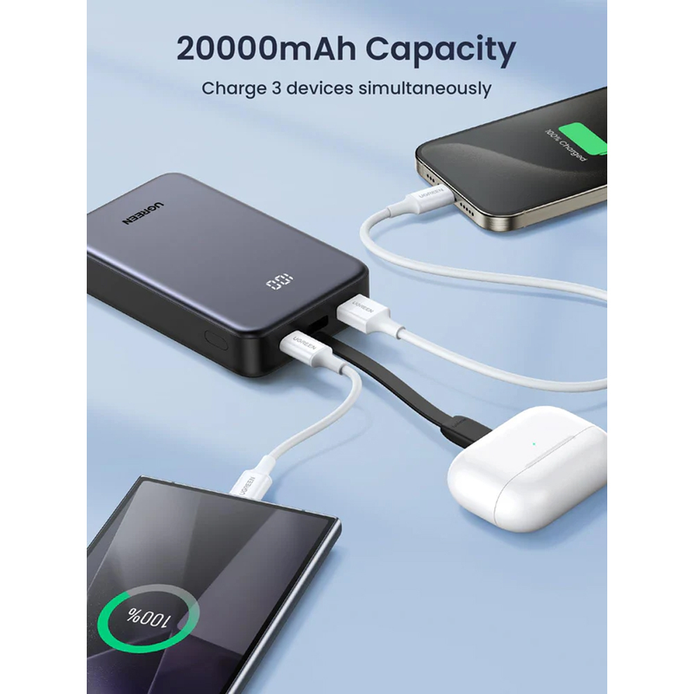 Ugreen PB505/45762 Power Bank Magnetic Wireless 20000mAh 20W PDx1 & QC3.0x1 (Μαύρο)