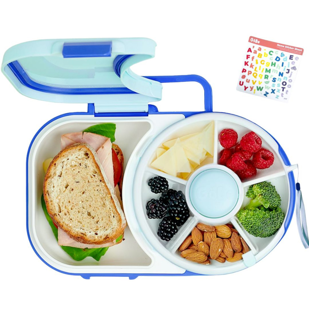 Gobe 2σε1 Φαγητοδοχείο και Snack Spinner Sticker Edition (Blueberry Blue)