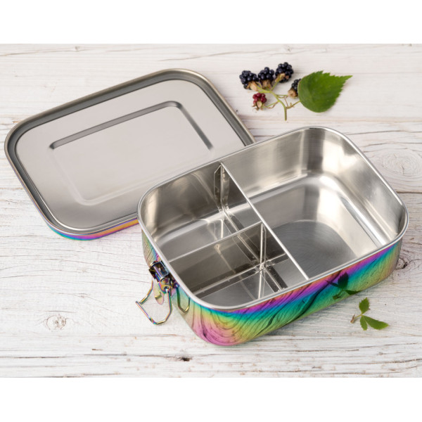 Lekkabox Safe Rainbow Ανοξείδωτο Φαγητοδοχείο με 3 Χωρίσματα 1000ml