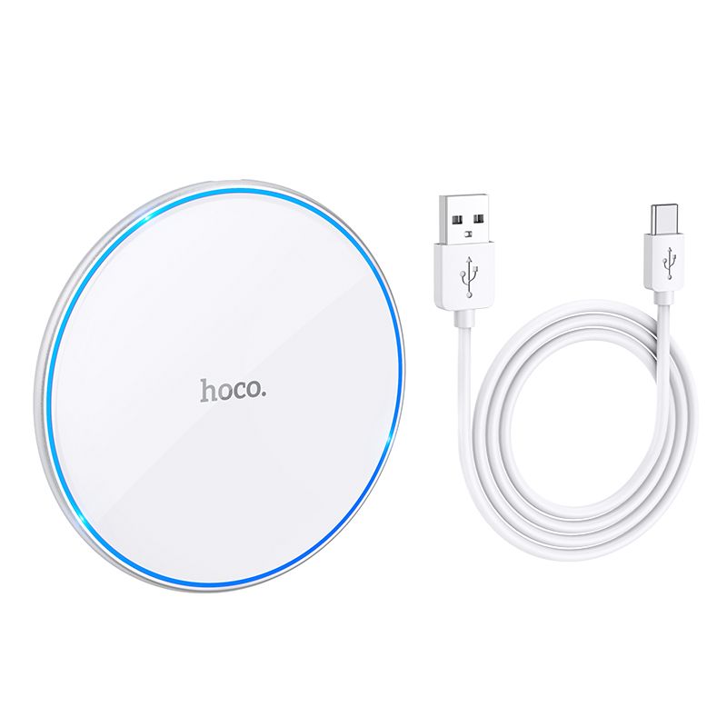 Hoco CW6 Pro Ασύρματος φορτιστής με φως 2A 15W (Λευκό)