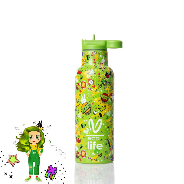 EcoLife x Vasiliki Borola Ανοξείδωτο Μπουκάλι Θερμός 500ml