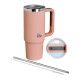 EcoLife Ανοξείδωτο Ποτήρι Θερμός με Καλαμάκι Flamingo Pink 900ml