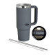 EcoLife Ανοξείδωτο Ποτήρι Θερμός με Καλαμάκι Junior Grey 900ml