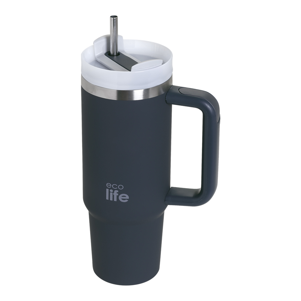 EcoLife Ανοξείδωτο Ποτήρι Θερμός με Καλαμάκι Stormy Sea 900ml