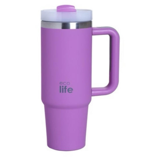EcoLife Ανοξείδωτο Ποτήρι Θερμός με Καλαμάκι Iris 900ml