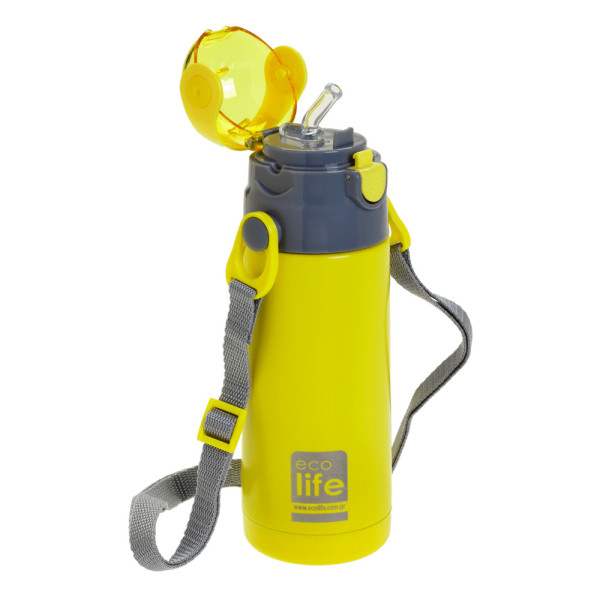 EcoLife Kids Thermos Ανοξείδωτο Μπουκάλι Θερμός Yellow 400ml