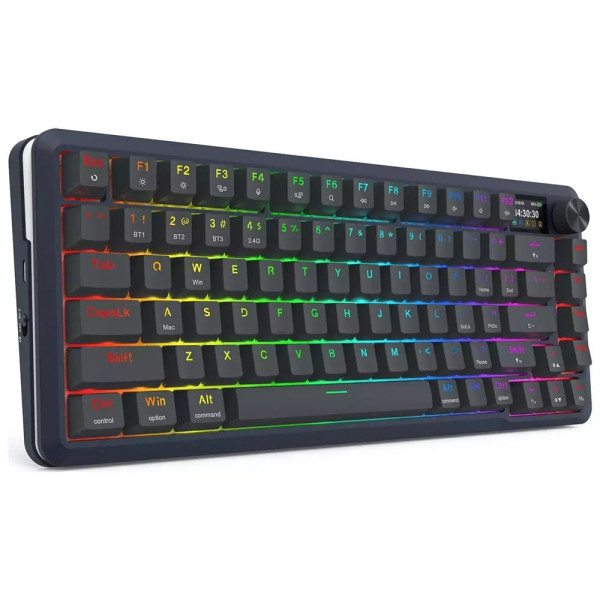 Redragon Flekact K708RGB-PRO Μηχανικό Gaming πληκτρολόγιο Wired / 2.4G / BT, LCD (Black)