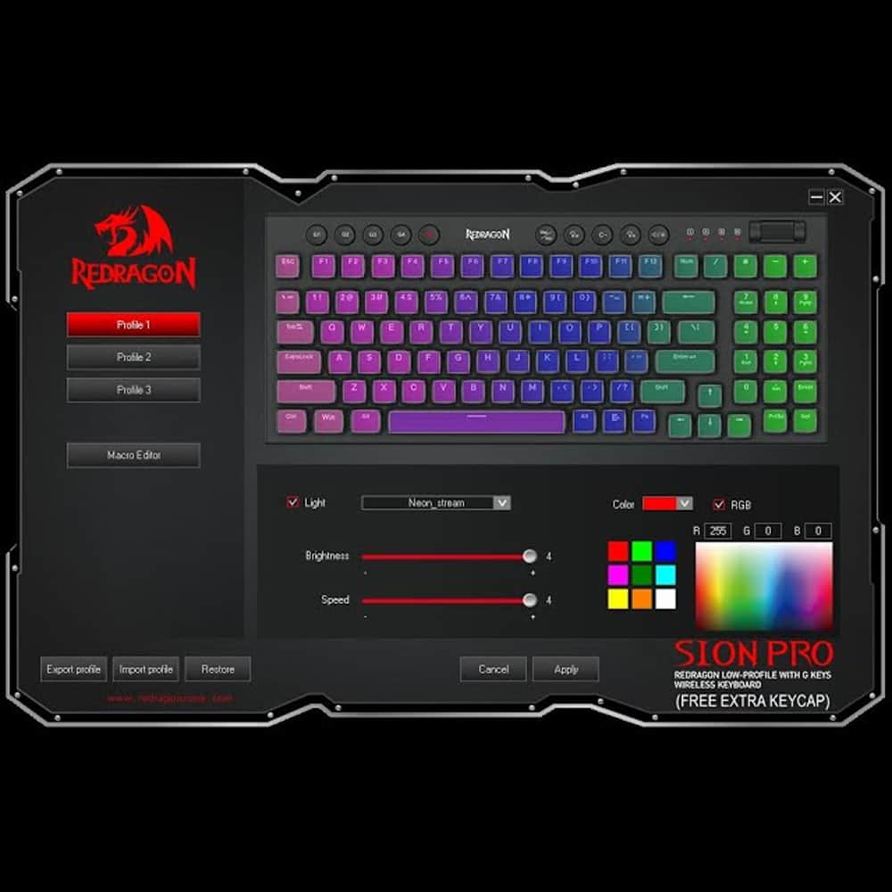 Redragon Sion K653-RGB Μηχανικό Ενσύρματο Low Profile Gaming πληκτρολόγιο
