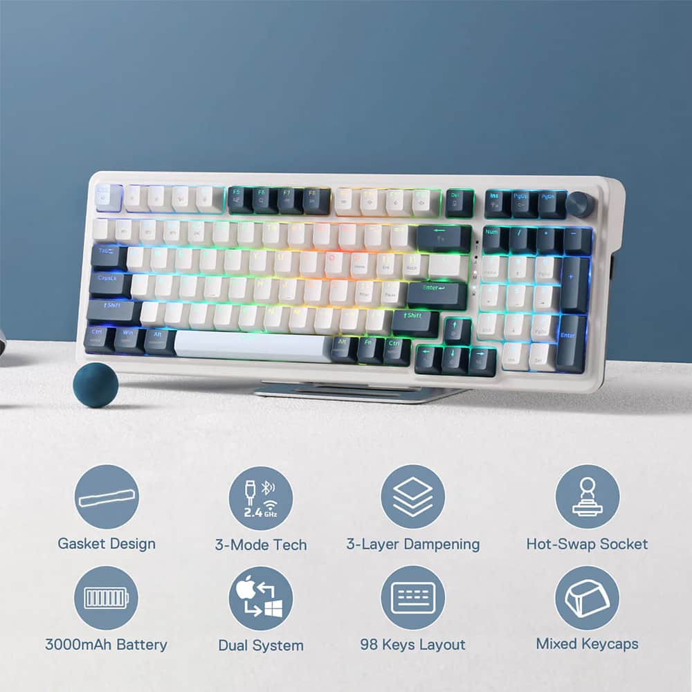 Redragon Eisa K686WB-RGB-PRO Μηχανικό Gaming πληκτρολόγιο Wired / 2.4G / BT