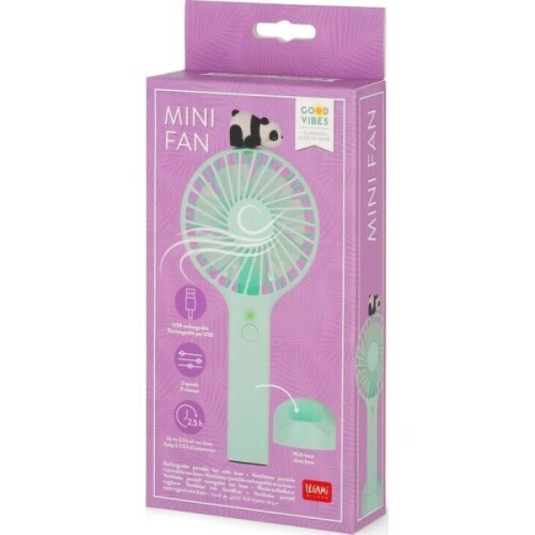 Legami VMDF0001 Επαναφορτιζόμενο Ανεμιστηράκι Χειρός με Βάση Panda