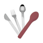 EcoLife Σετ Μαχαιροπίρουνα με Θήκη 3 τμχ Dusty Red