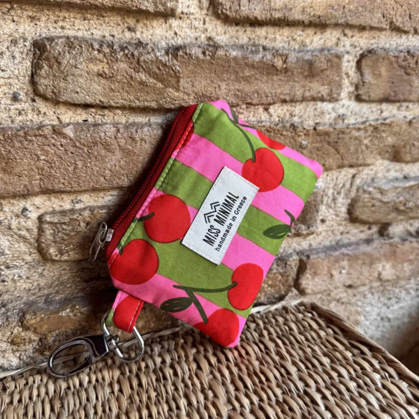 Miss Minimal Key Chain Μπρελόκ Πορτοφολάκι Pink Cherries