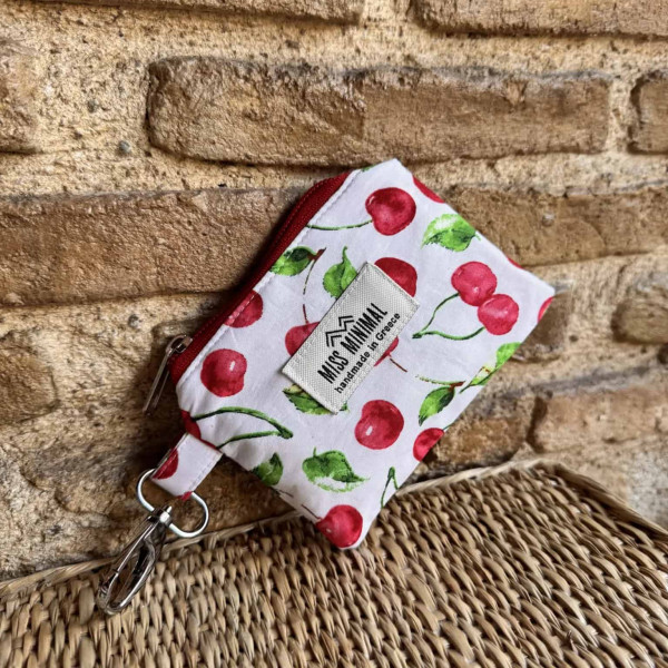 Miss Minimal Key Chain Μπρελόκ Πορτοφολάκι White Cherries