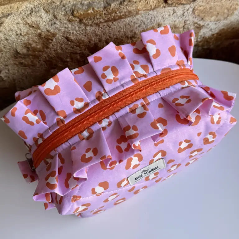 Miss Minimal Zipper Box Νεσεσέρ Orange Leopard Romantic (22 x 13 x 23cm)