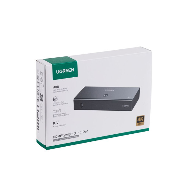 UGreen AW504/55857 HDMI Switch 3 Θέσεων 4K/60Hz , με USB-C τροφοδοσία