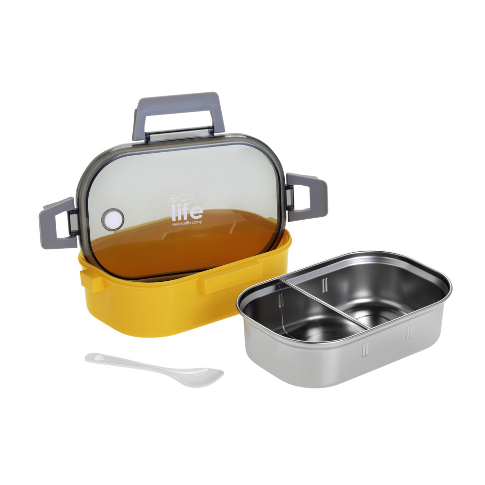 EcoLife Φαγητοδοχείο 900ml Με Χώρισμα Yellow
