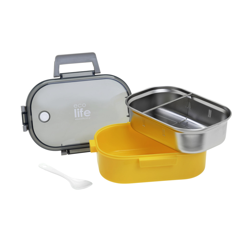 EcoLife Φαγητοδοχείο 900ml Με Χώρισμα Yellow