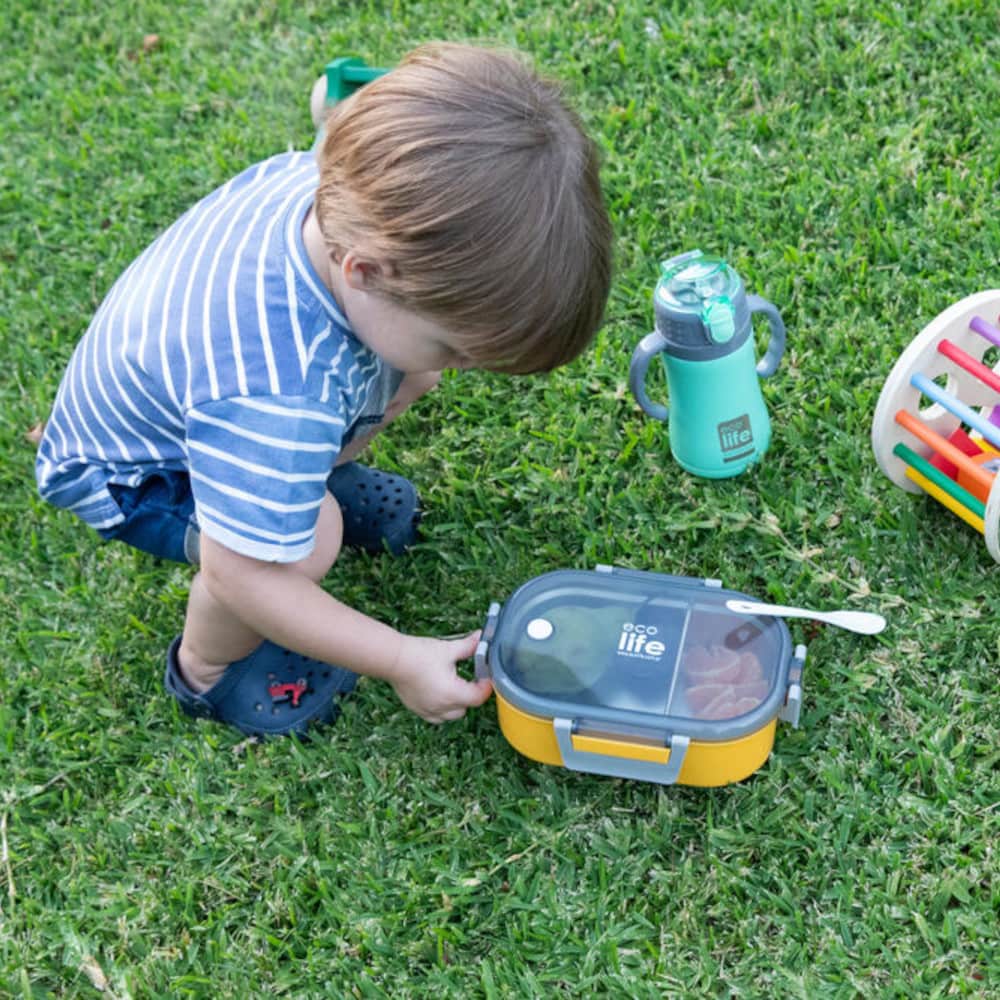 EcoLife Φαγητοδοχείο 900ml Με Χώρισμα Yellow