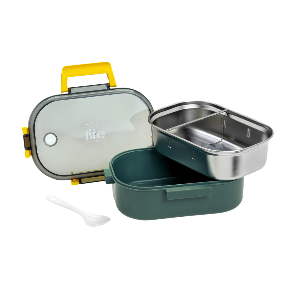 EcoLife Φαγητοδοχείο 900ml Με Χώρισμα Forrest Green
