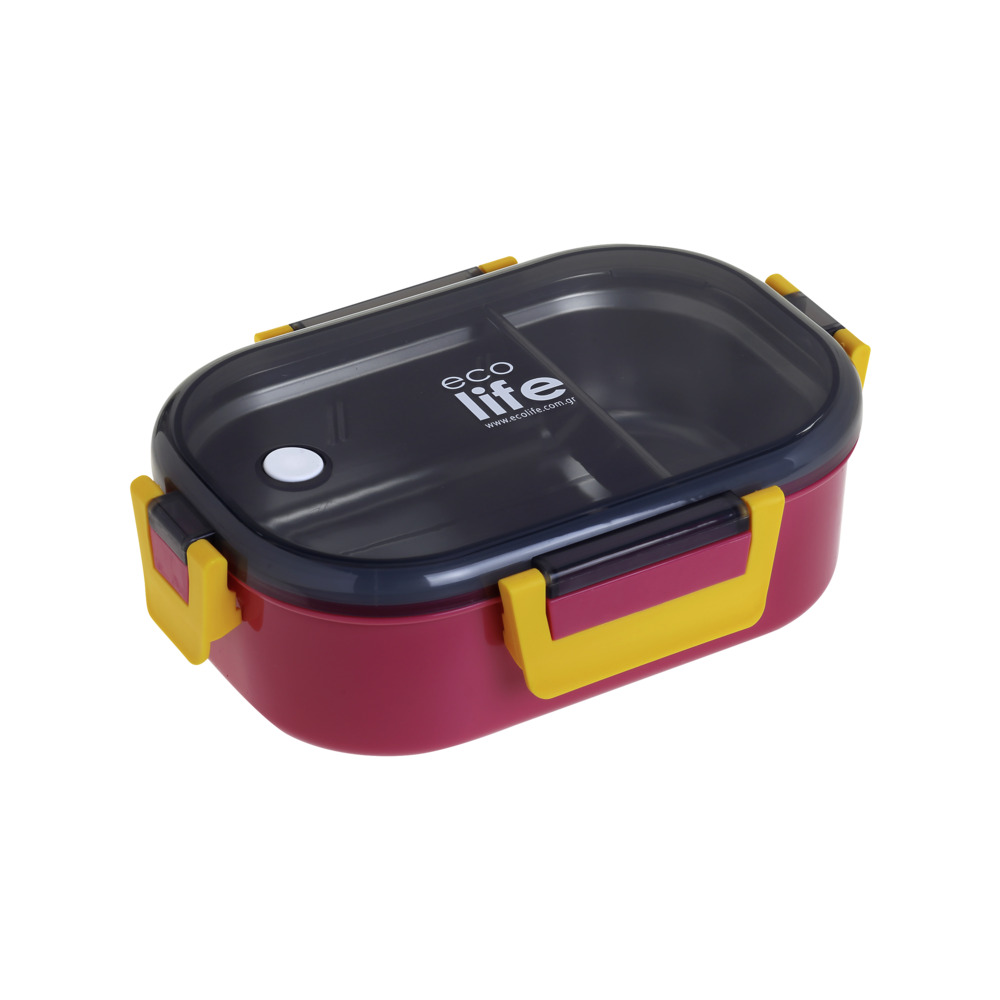 EcoLife Φαγητοδοχείο 900ml Με Χώρισμα Deep Rose