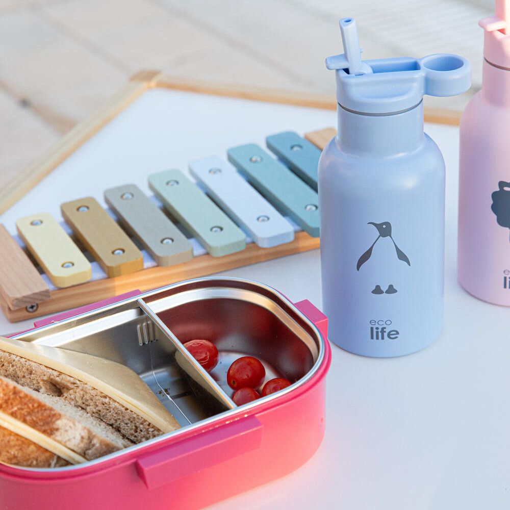 EcoLife Φαγητοδοχείο 900ml Με Χώρισμα Deep Rose