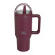 EcoLife Ανοξείδωτο Ποτήρι Θερμός με Καλαμάκι 2Handles Lid Tumbler 900ml Granberry