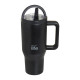 EcoLife Ανοξείδωτο Ποτήρι Θερμός με Καλαμάκι 2Handles Lid Tumbler 900ml Rich Black