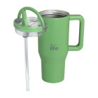 EcoLife Ανοξείδωτο Ποτήρι Θερμός με Καλαμάκι 2Handles Lid Tumbler 900ml Green Tea